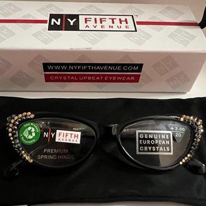 Lynx Bling Cat Eye Reading Glasses +2.00 NEW